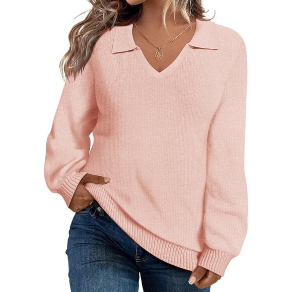 Plus Size Sweaters Women Long Sleeve V Neck Knit Pullover Fall Winter XL-5XL